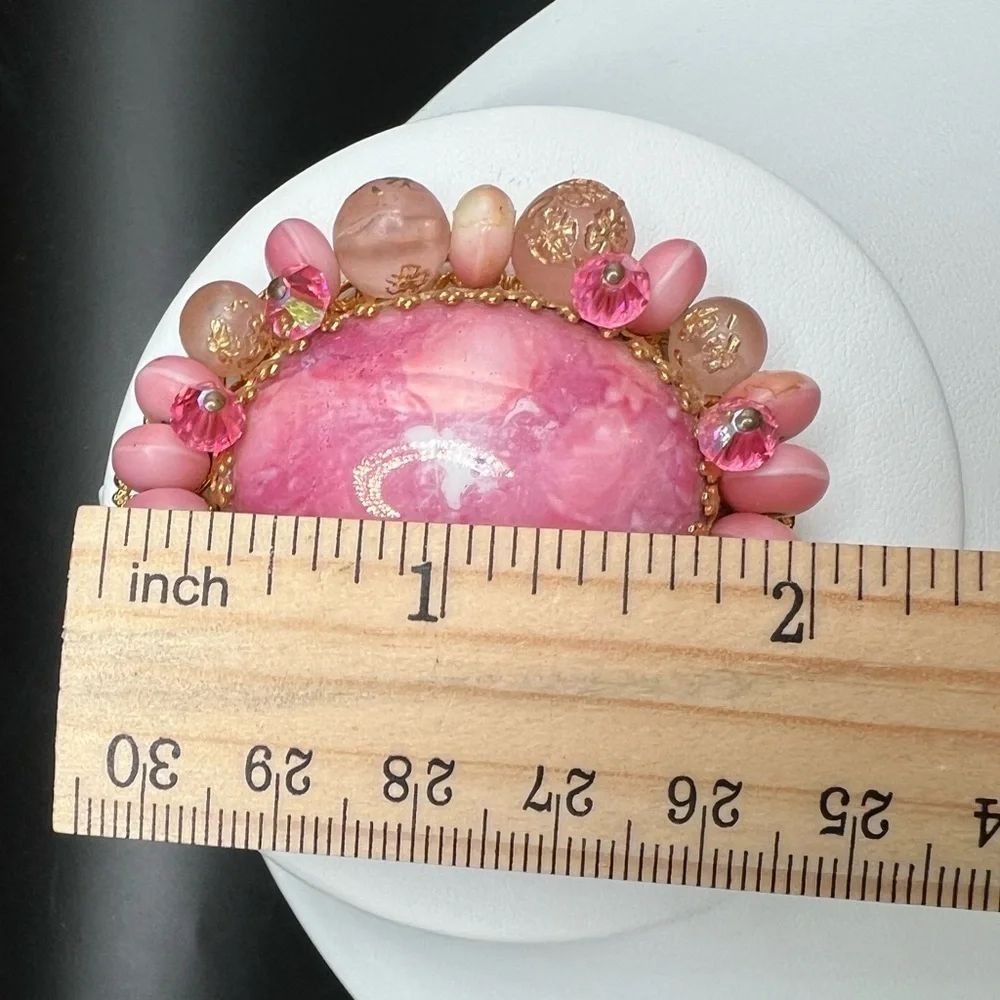 Vintage Pink Cabochon Oval Brooch